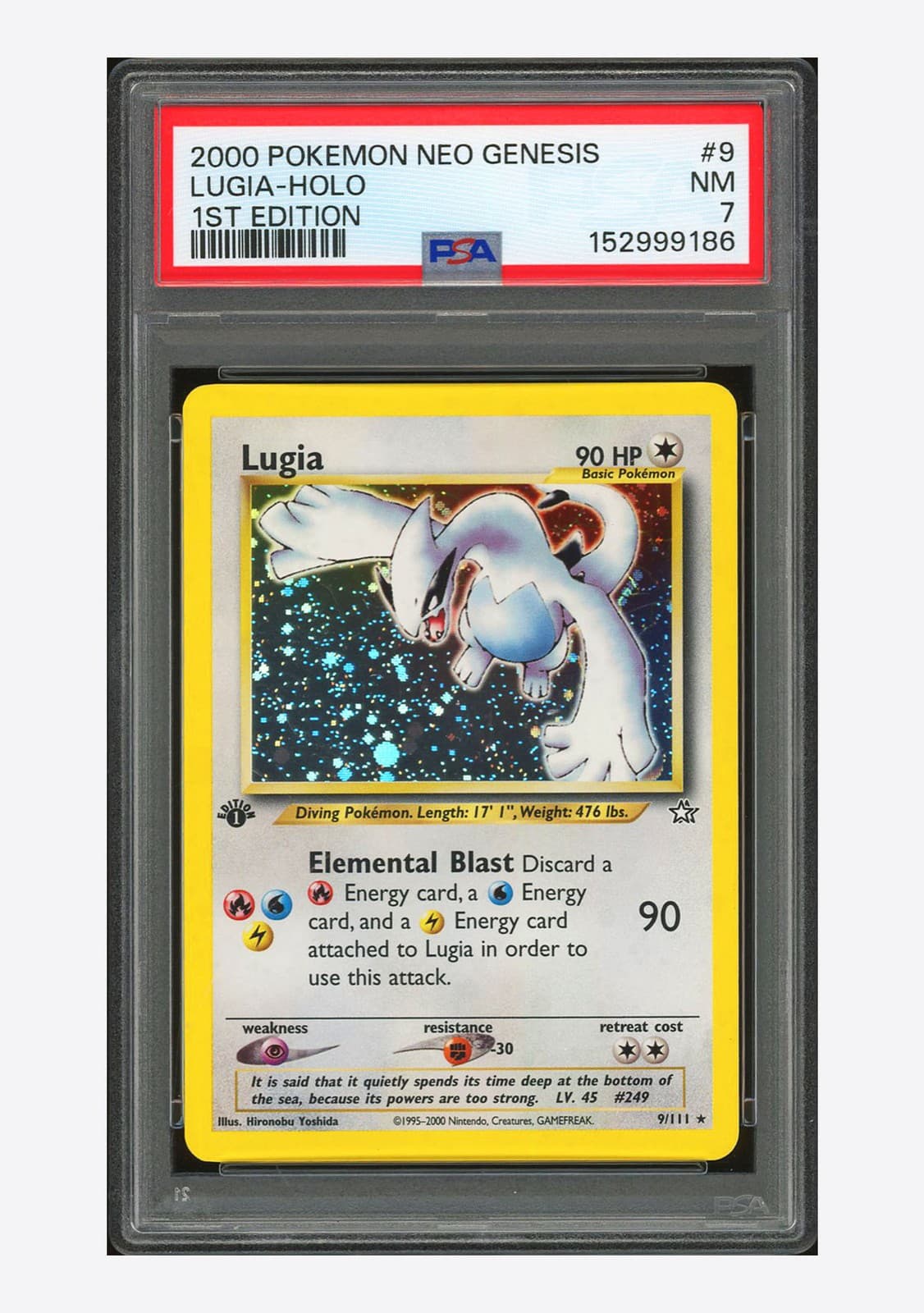 Pokemon PSA 7 Lugia Holo 2000 9/111 Neo Genesis 1ST ED. English