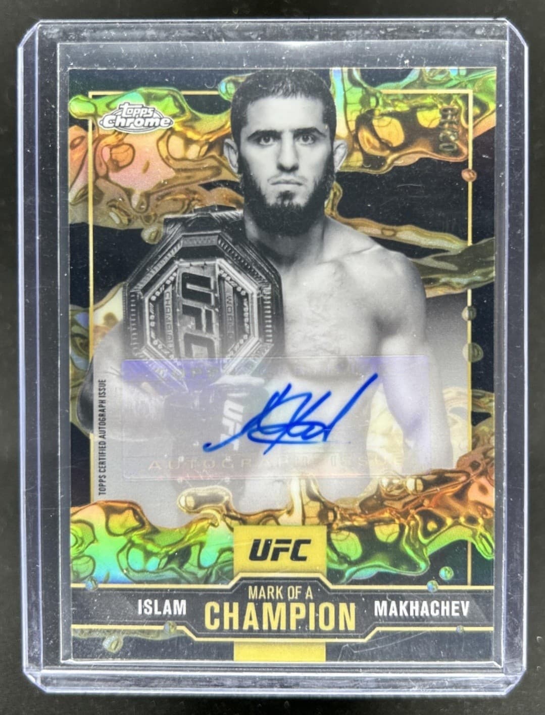 2025 Topps UFC Chrome Islam Makhachev Marks of a Champion Auto Black #/10