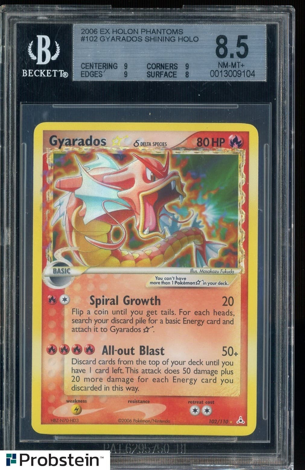 2006 Pokemon Gold star Ex Holon Phantoms #102 Gyarados Shining Holo BGS 8.5