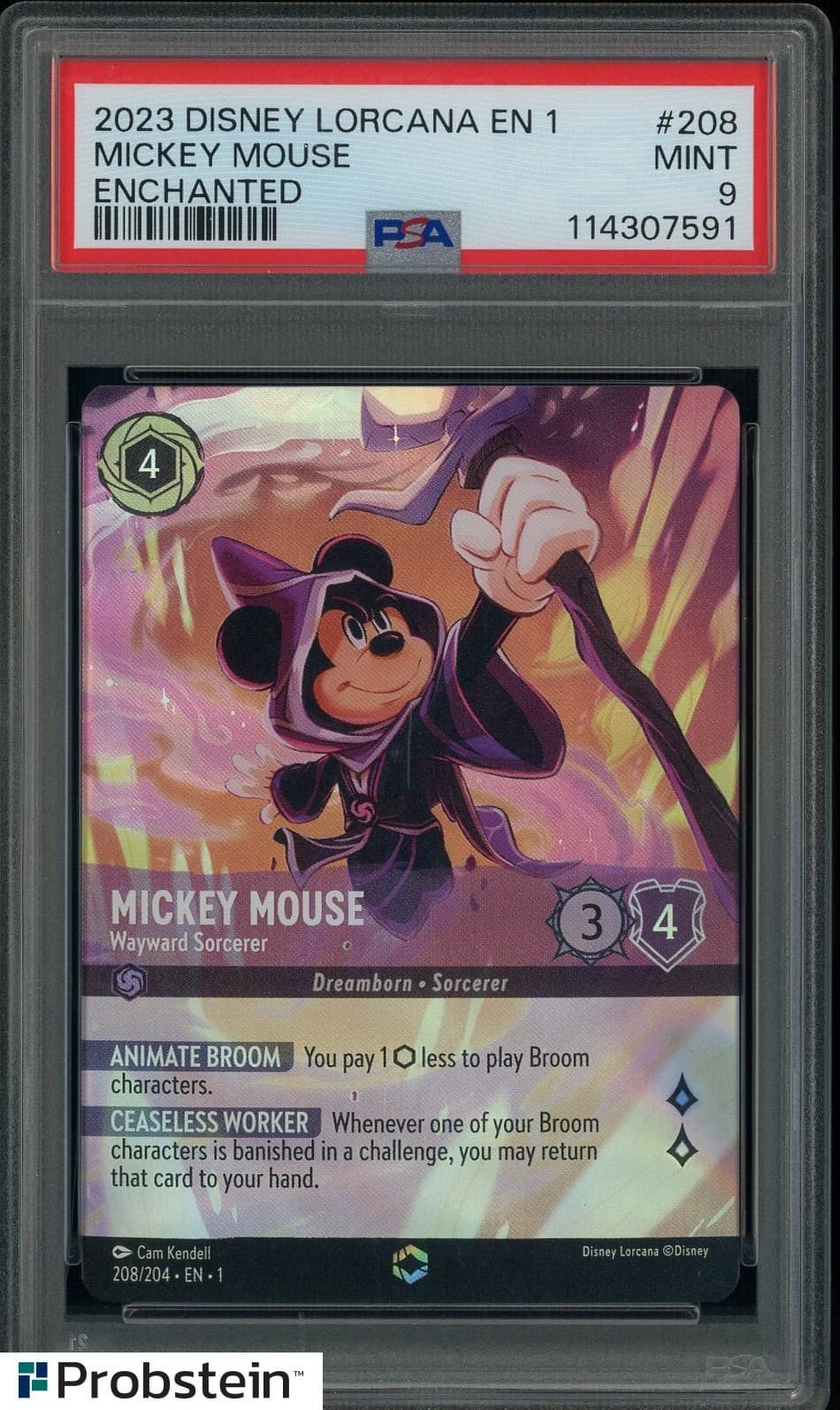 2023 Disney Lorcana EN 1 Enchanted #208 Mickey Mouse PSA 9 MINT