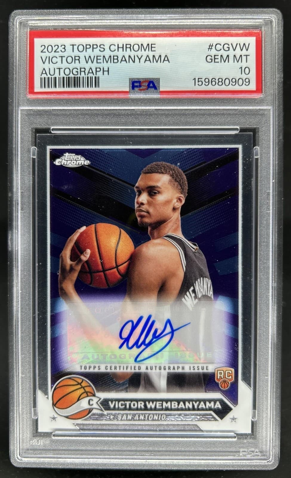 2023-24 Topps Chrome Victor Wembanyama Auto RC Rookie #CG-VW Spurs PSA 10
