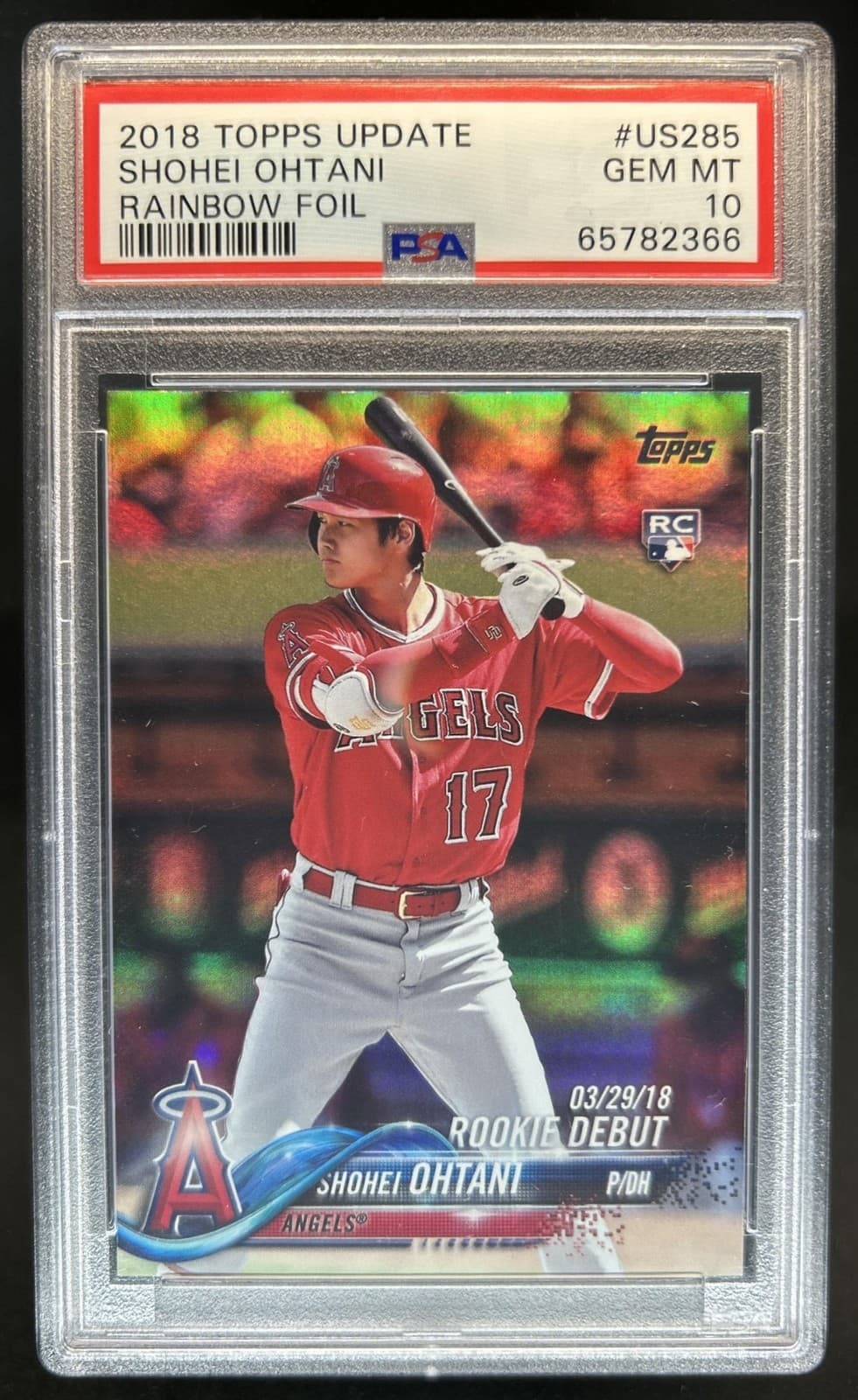 2018 Topps Update Shohei Ohtani RC Rainbow Foil Rookie #US285 Angels PSA 10