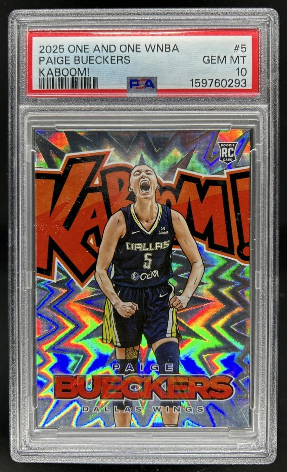 2025 Panini One and One WNBA Paige Bueckers Kaboom! RC SP Rookie #5 Wings PSA 10