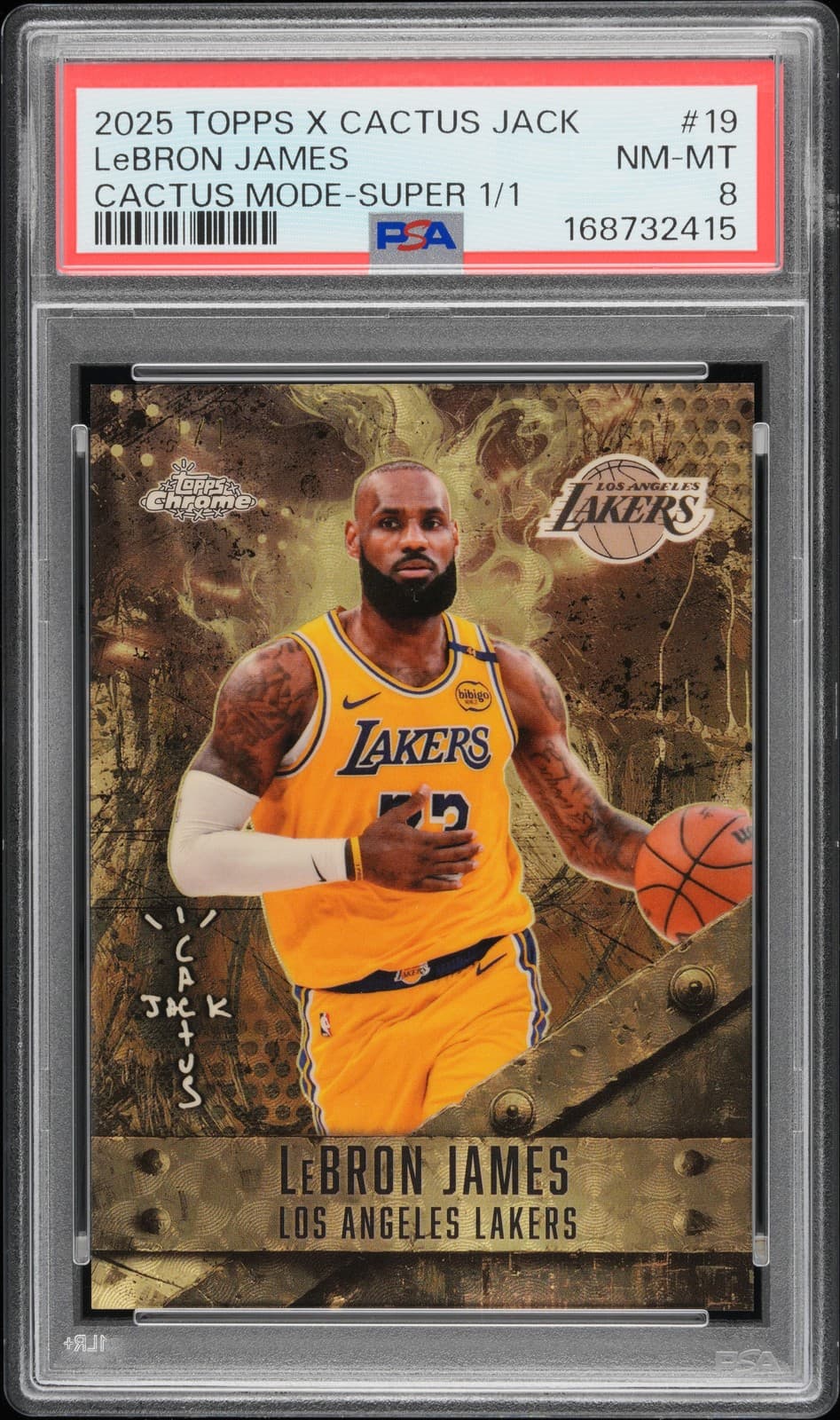 2025 TOPPS CHROME X CACTUS JACK CACTUS MODE SUPERFRACTOR LEBRON JAMES 1/1 PSA 8