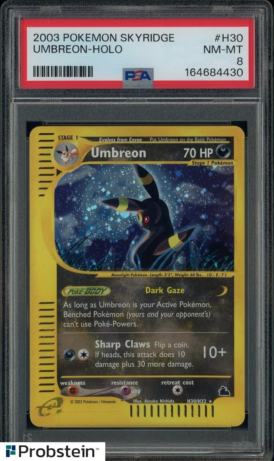2003 Pokemon Skyridge #H30 Umbreon Holo PSA 8 NM-MT