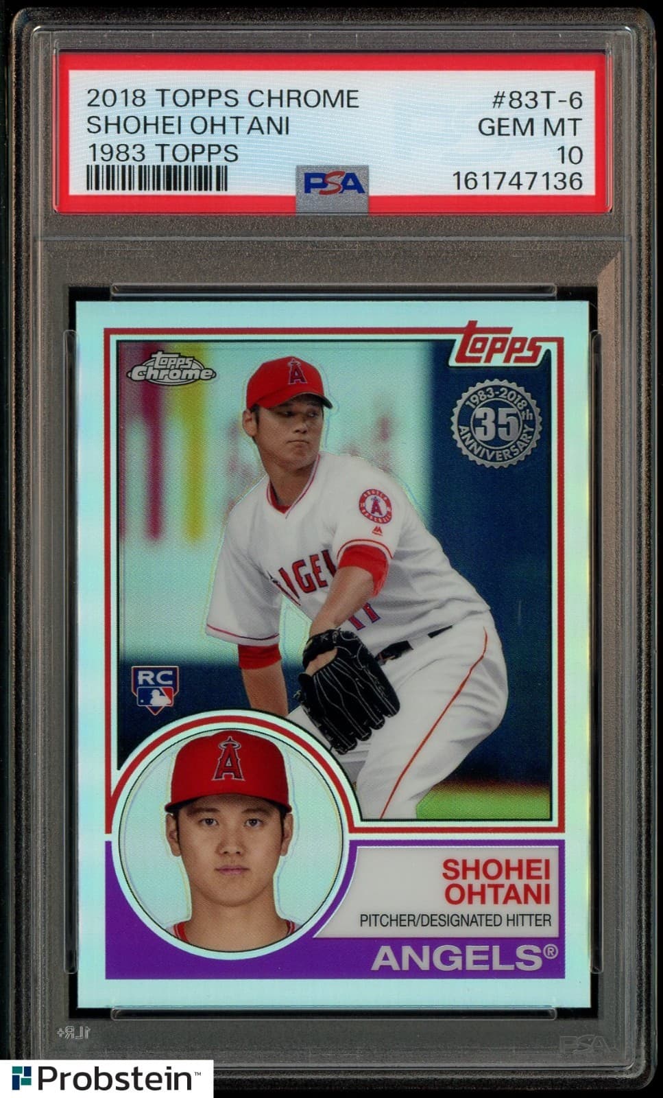 2018 Topps Chrome 1983 Refractor #83T-6 Shohei Ohtani Angels RC Rookie PSA 10
