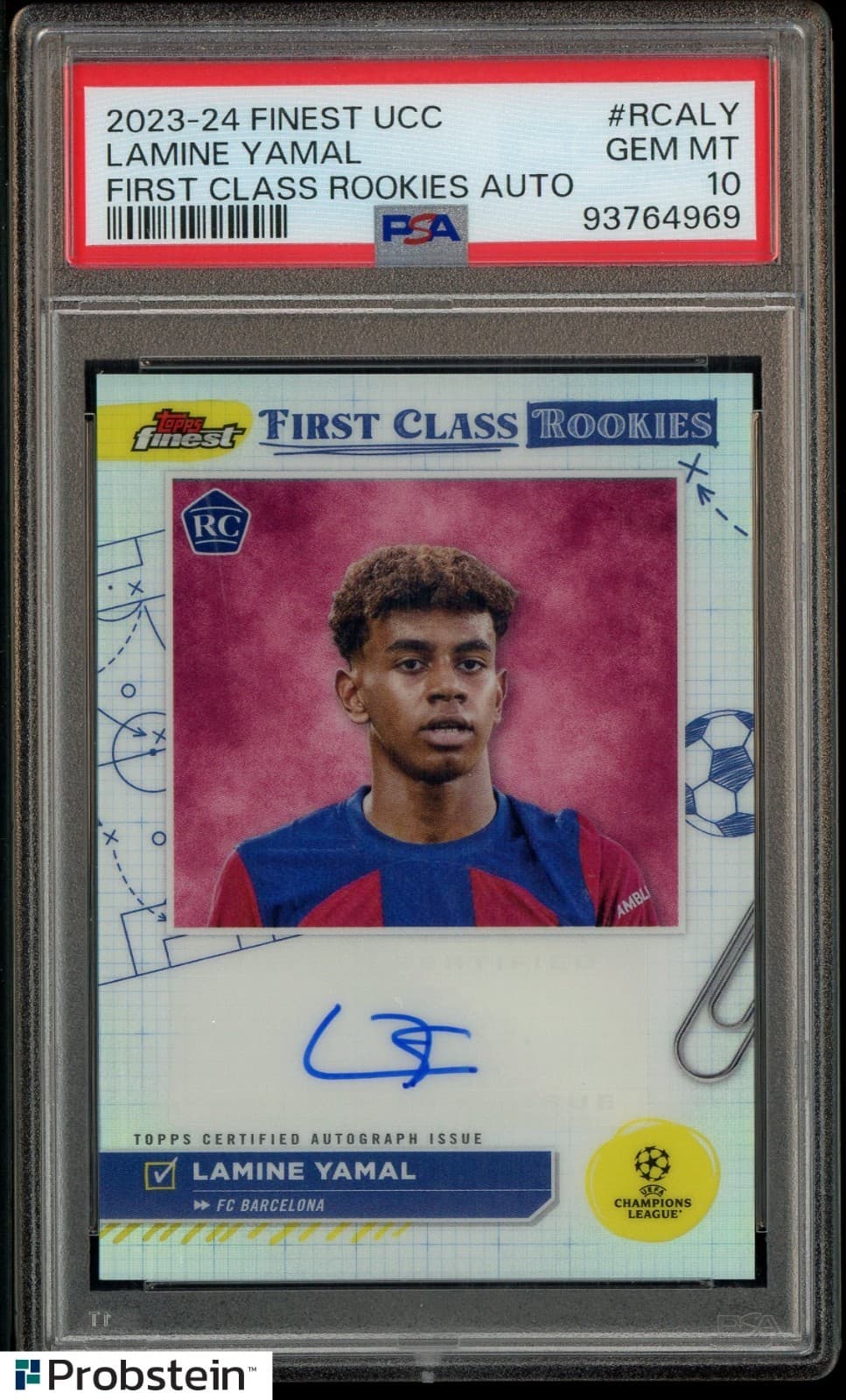 2023-24 Topps Finest UCC Soccer First Class Rookies Lamine Yamal RC AUTO PSA 10