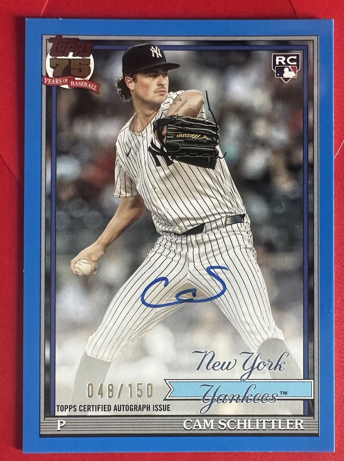 Cam Schlitter Rookie Card Autograph New York Yankees Topps 2026 1991 Blue 48/150