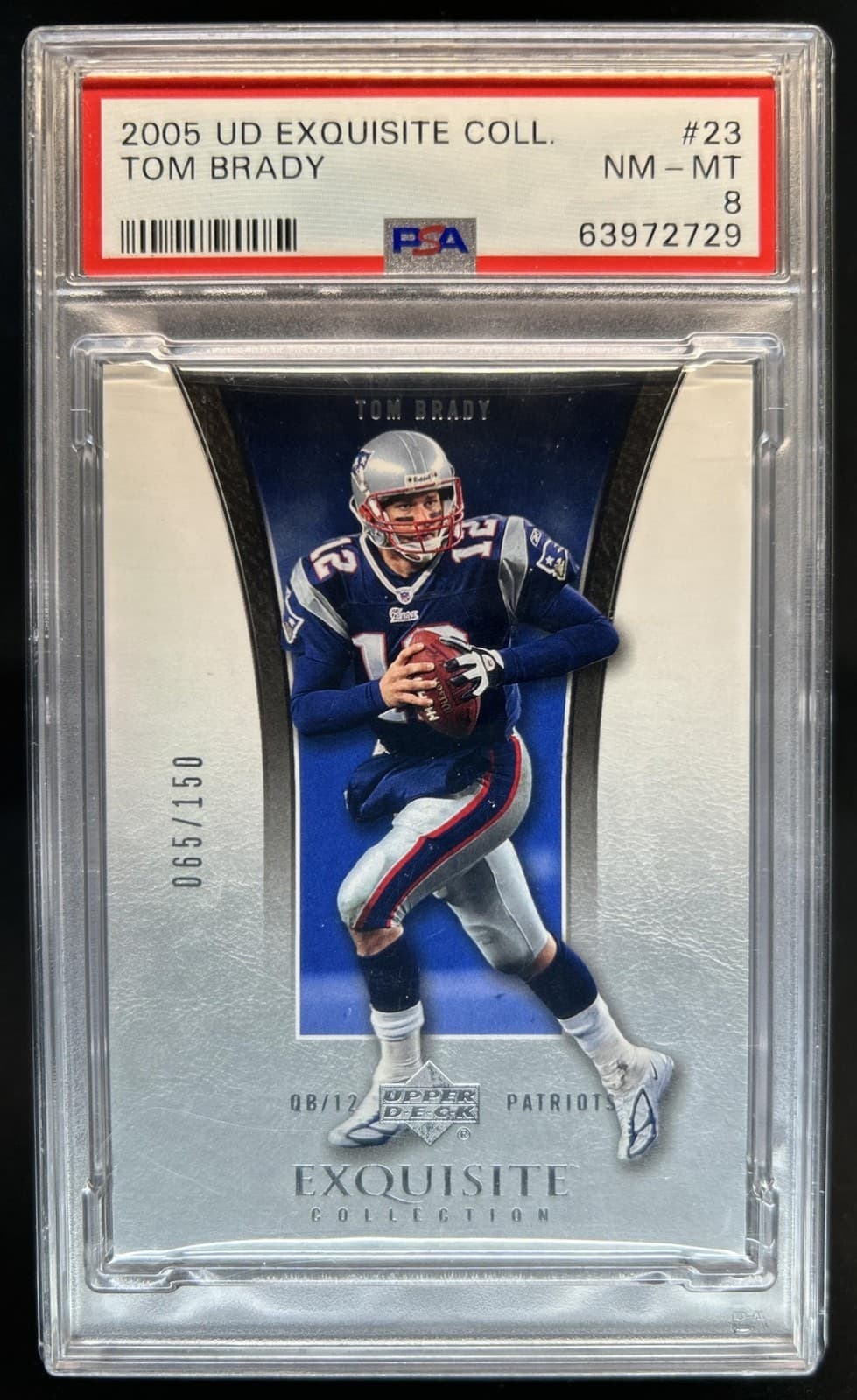 2005 Upper Deck Exquisite Tom Brady #/150 Patriots PSA 8