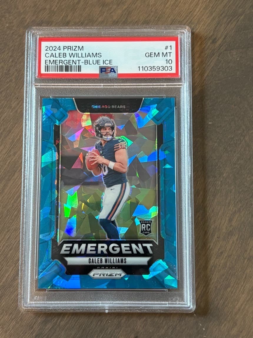 2024 Panini Prizm Caleb Williams Emergent- Blue Ice PSA 10 LOW POP