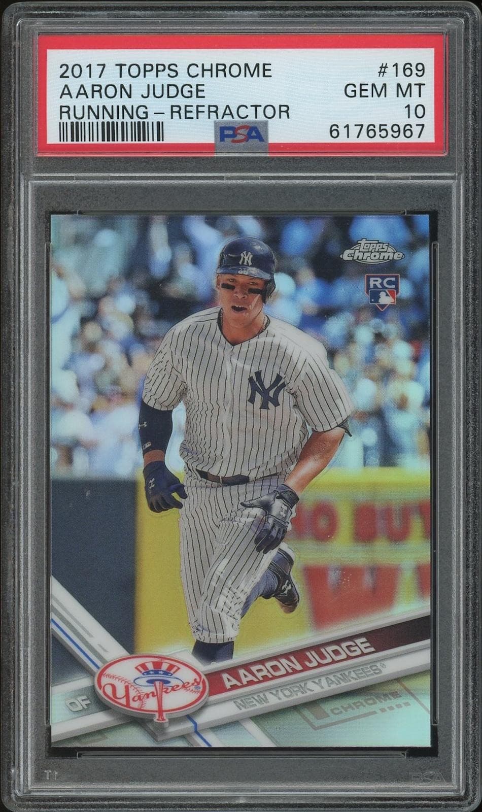2017 Topps Chrome Baseball #169 Aaron Judge Running Refractor Rookie PSA 10