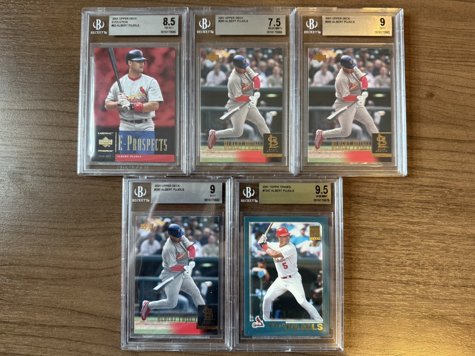 2001 Albert Pujols Topps RC T247 Topps 50 Mint 9.5 - PLUS 4 other graded pujols