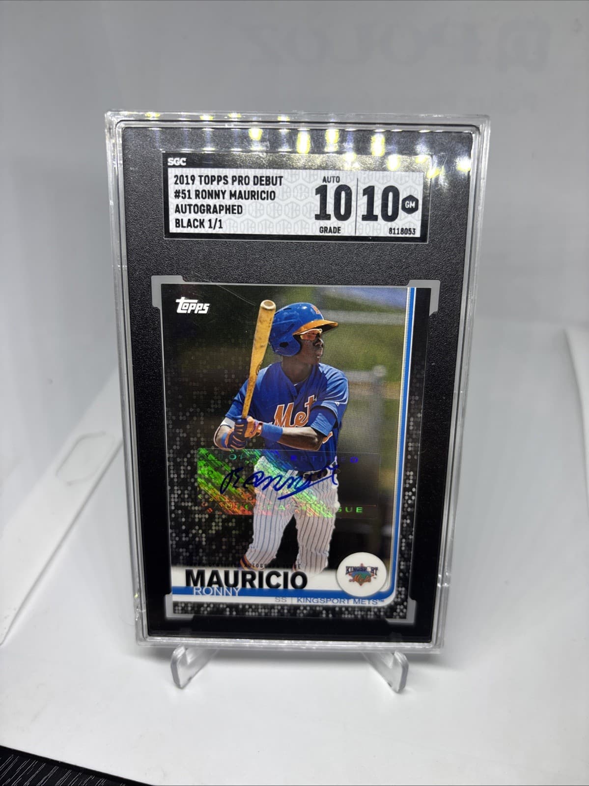 2019 Topps Pro Debut Ronny Mauricio Rookie Auto 1/1 Black SGC 10-10 “RARE” #51