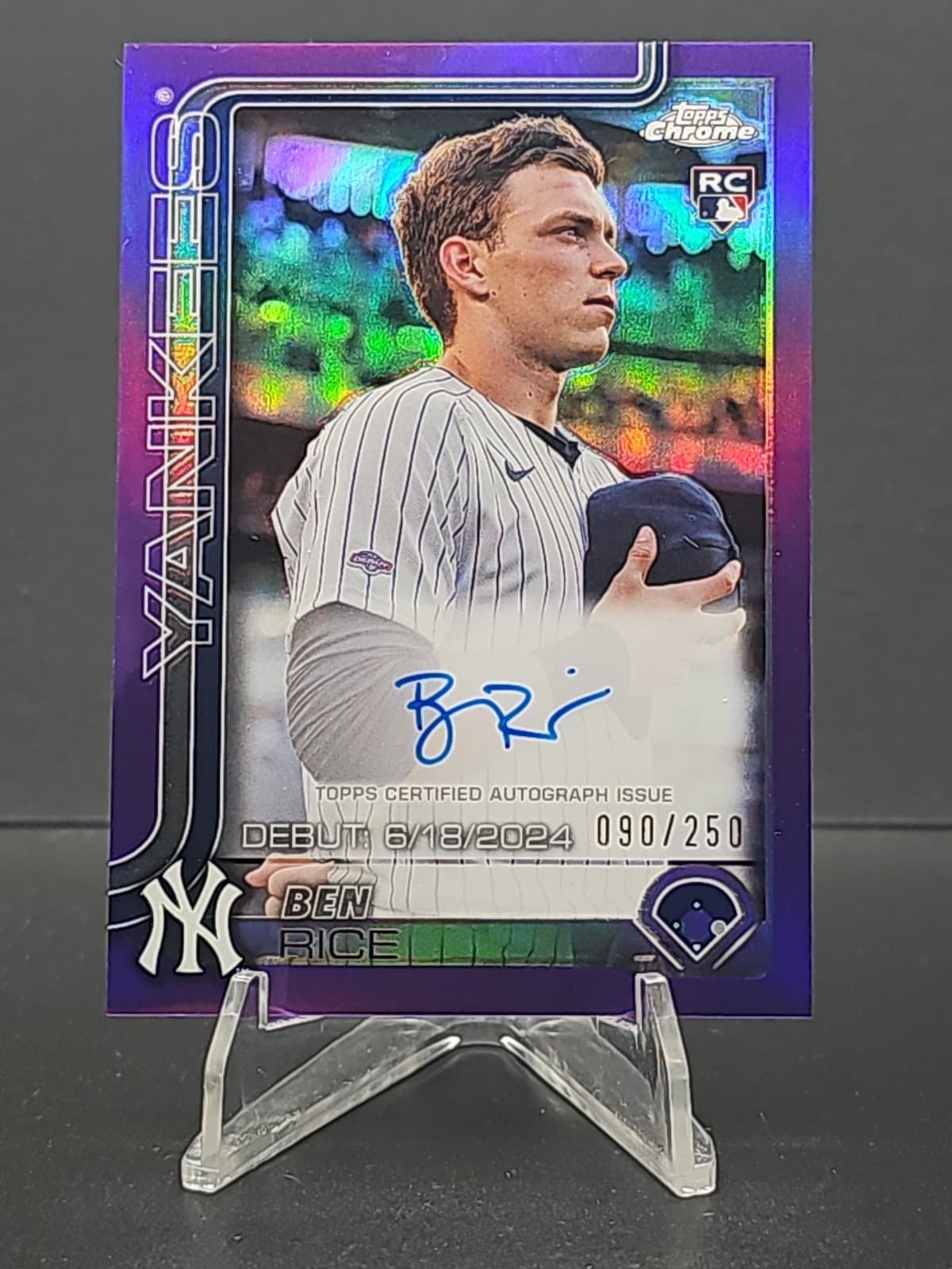 Ben Rice /250 Rookie Auto Purple Refractor 2025 Topps Chrome Update