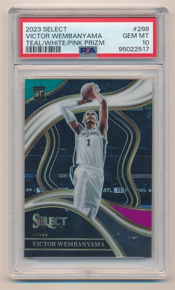 Victor Wembanyama 2023 Panini Select Teal White Pink Prizm #288 Rc #20/49 Psa 10