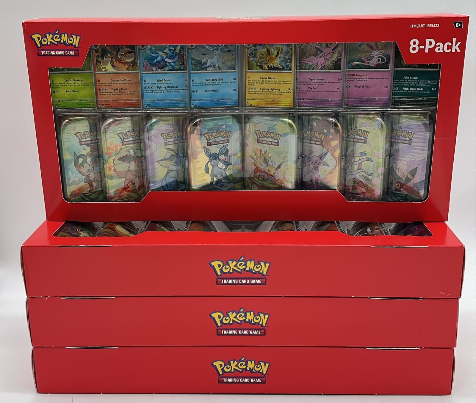 Lot of (4) Pokemon TCG Costco 8-Pack Mini Tin Boxes SEALED SV8.5