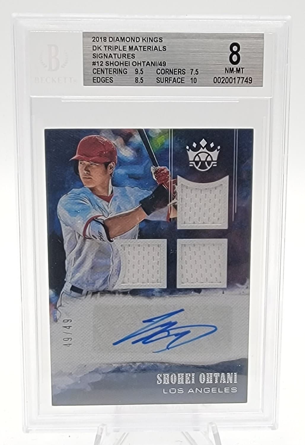 Shohei Ohtani 2018 Diamond Kings Rpa Rookie Triple Patch Auto /49 Bgs 8 Q8120