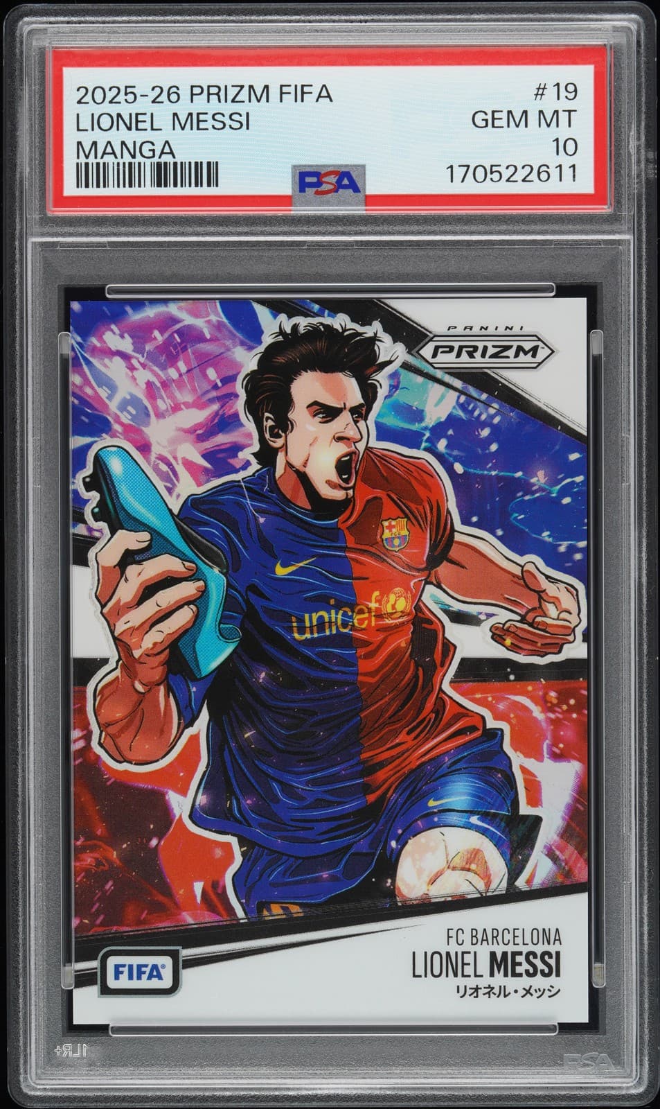 2025-2026 Panini Prizm Fifa Manga #19 Lionel Messi PSA 10