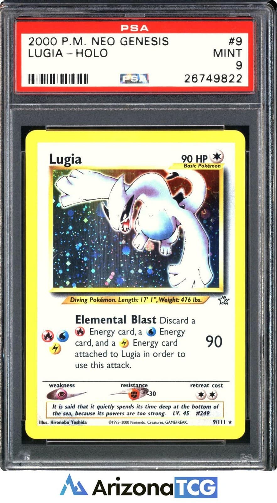 Pokemon 2000 Lugia 9/111 Holo Neo Genesis PSA 9