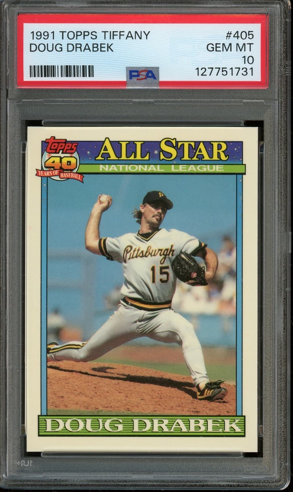 1991 TOPPS TIFFANY #405 DOUG DRABEK GEM PSA 10