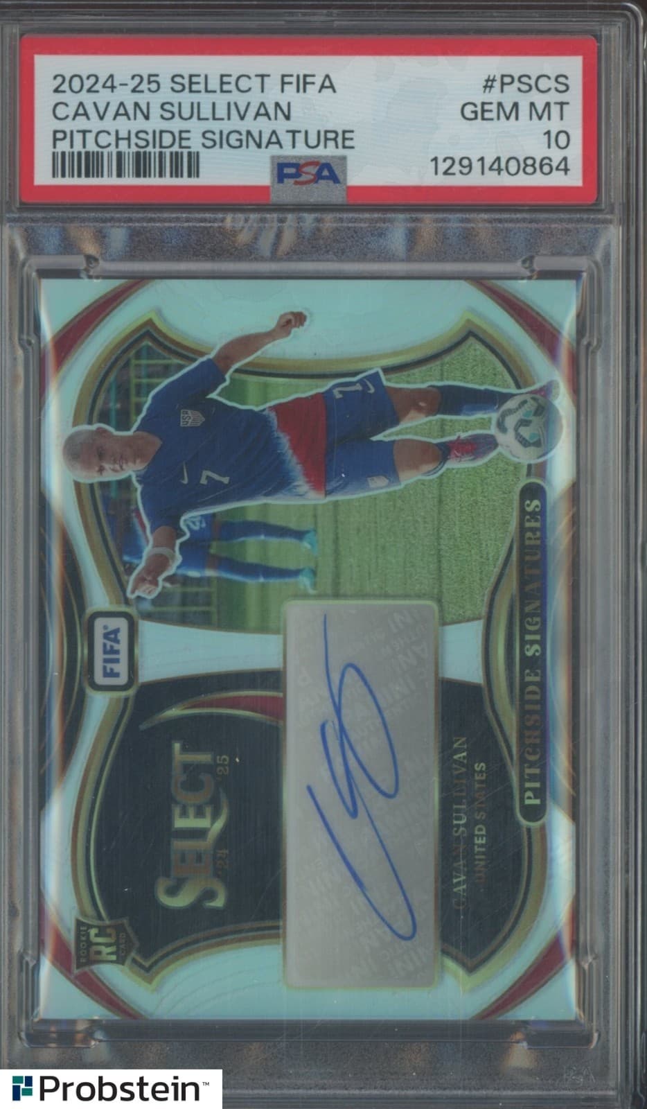 2024-25 Panini Select Fifa Soccer Pitchside Cavan Sullivan RC Rookie AUTO PSA 10