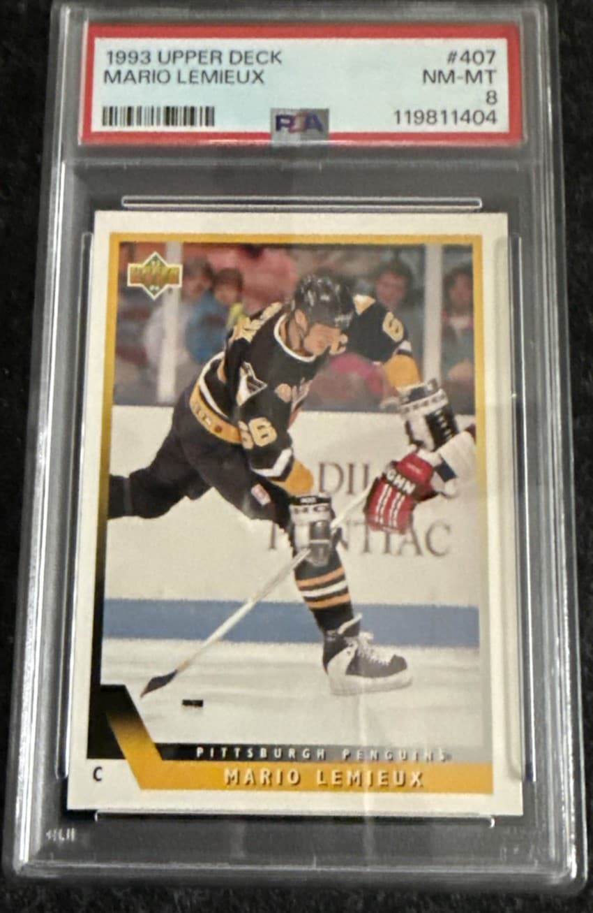 Mario Lemieux - 1993/94 Upper Deck Hockey - #407 - Penguins PSA 8