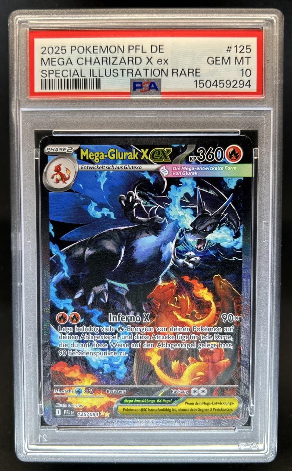2025 Pokemon PFL Mega Charizard X ex Special Illustration Rare #125/094 PSA 10