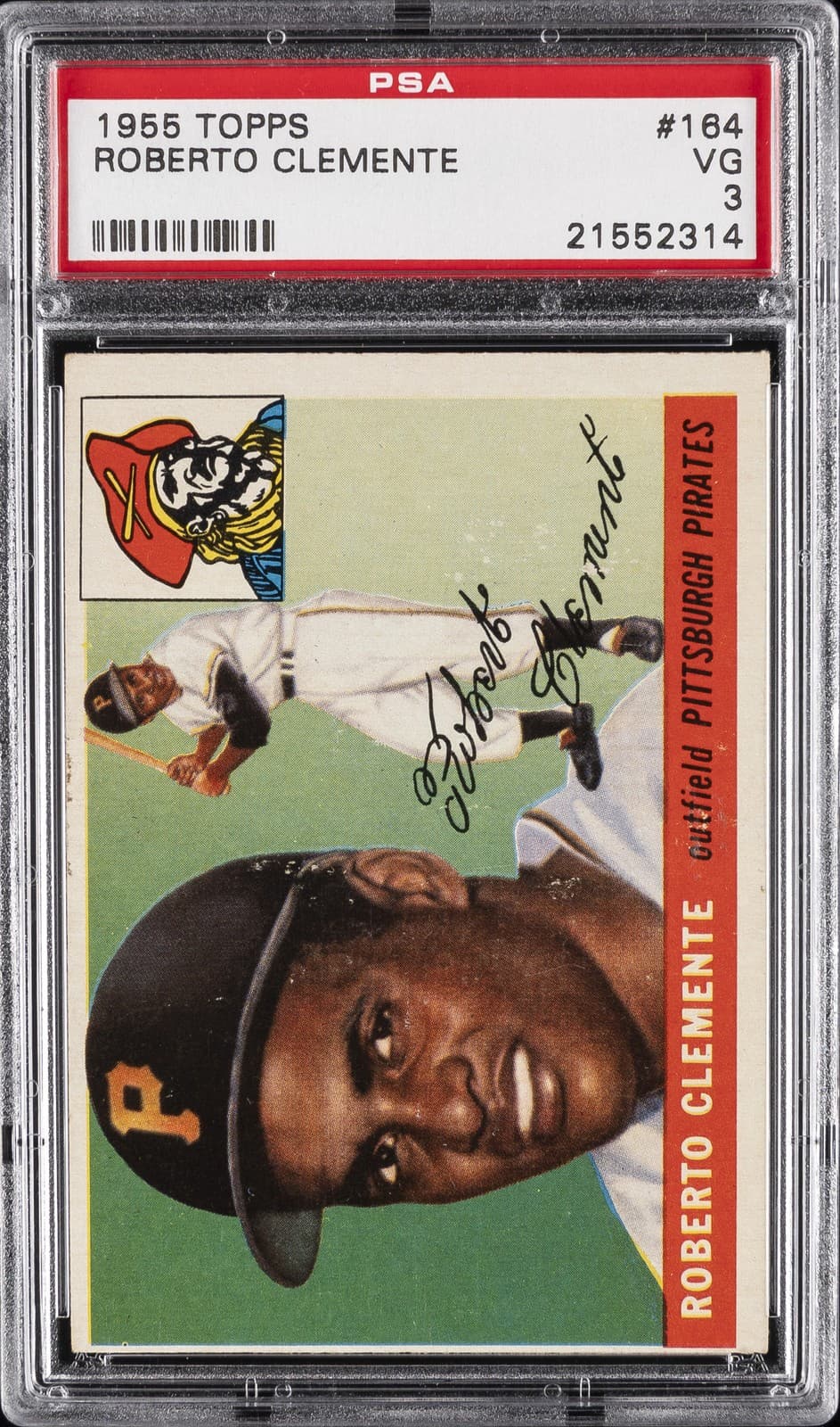 1955 TOPPS #164 ROBERTO CLEMENTE ROOKIE RC PSA 3