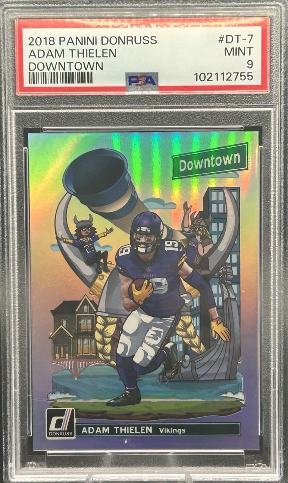 Panini 2018 Donruss Downtown! Adam Thielen Minnesota Vikings #DT-7 PSA 9