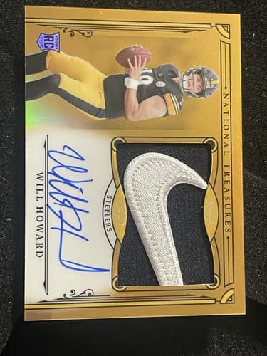 2025 Panini National Treasures Will Howard Steelers Rookie Nike Auto Patch /10