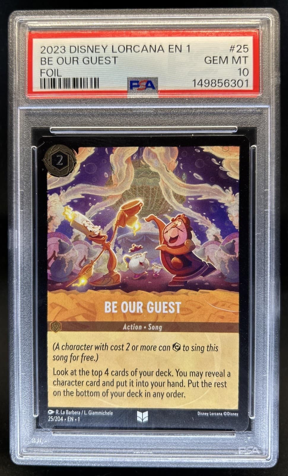 2023 Disney Lorcana The First Chapter Be Our Guest Foil #25/204 PSA 10
