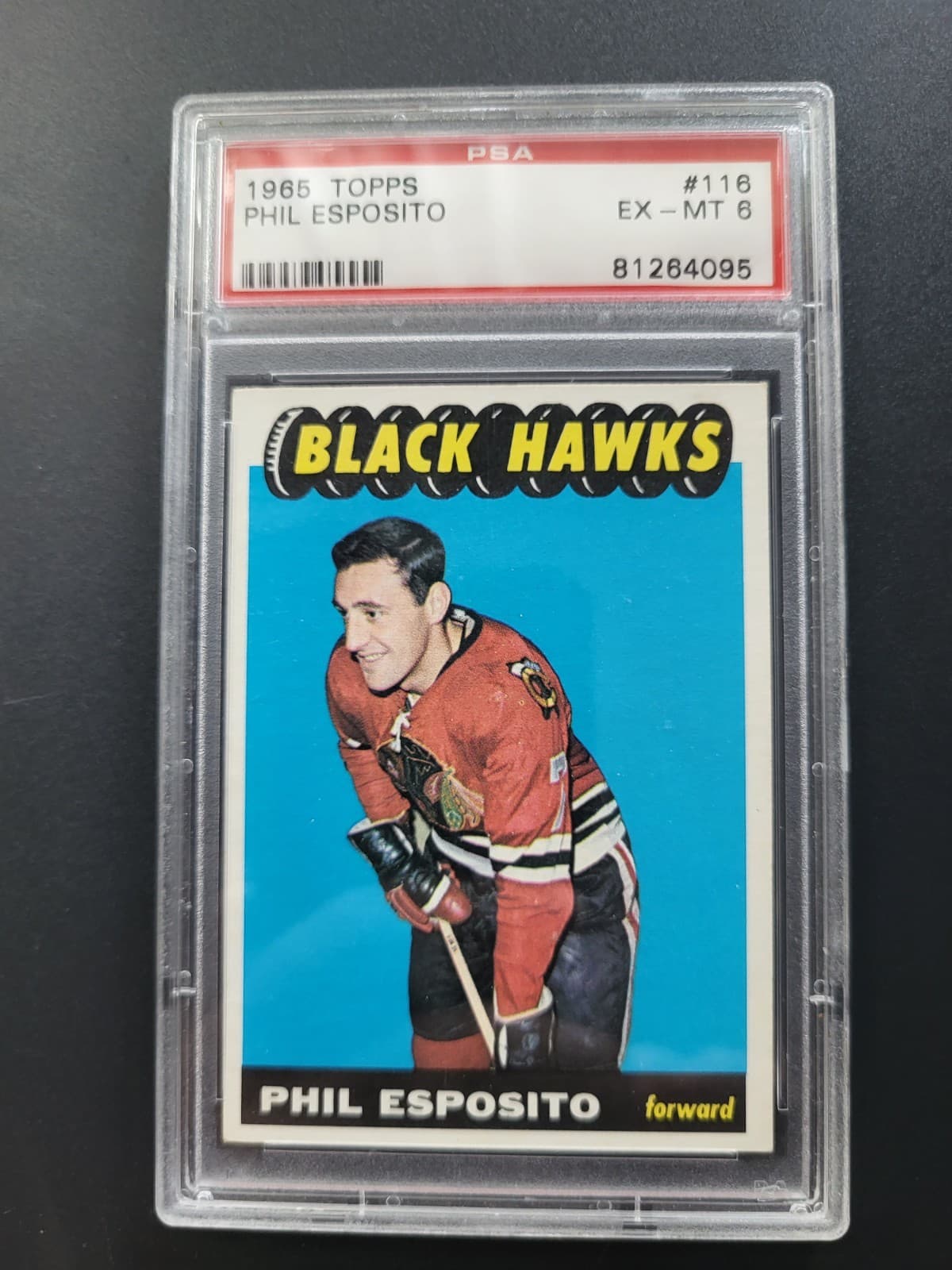 1965-66 Topps Chicago Blackhawks Phil Esposito RC #116 PSA 6 EX-MT Free Shippin