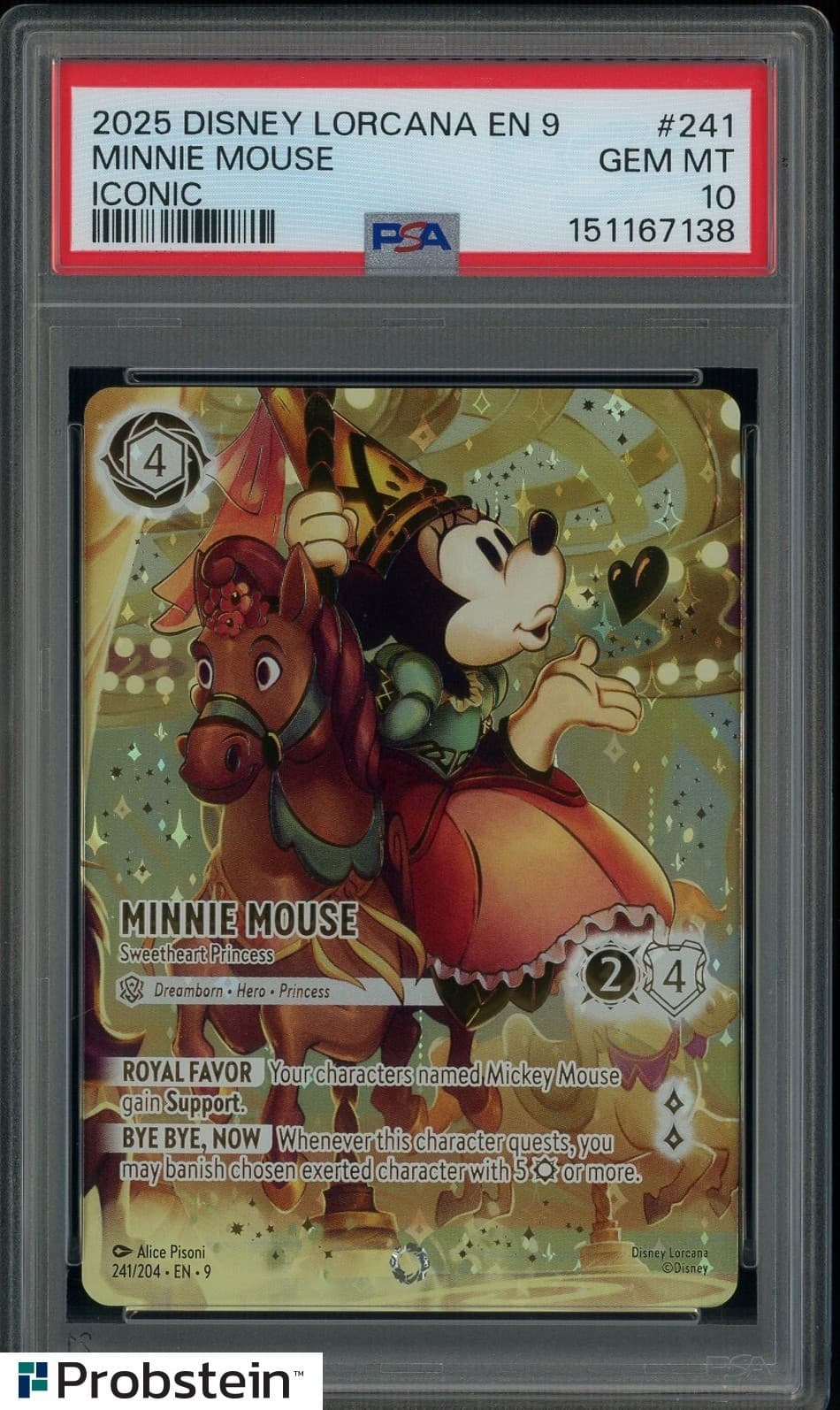 2025 DISNEY LORCANA EN 9-FABLED #241 MINNIE MOUSE ICONIC PSA 10 GEM MINT