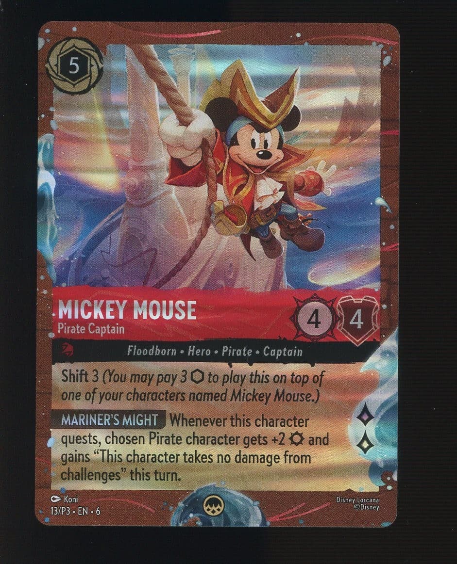 Disney Lorcana Mickey Mouse Pirate Captain Foil Promo 13/P3 Cruise Exclusive