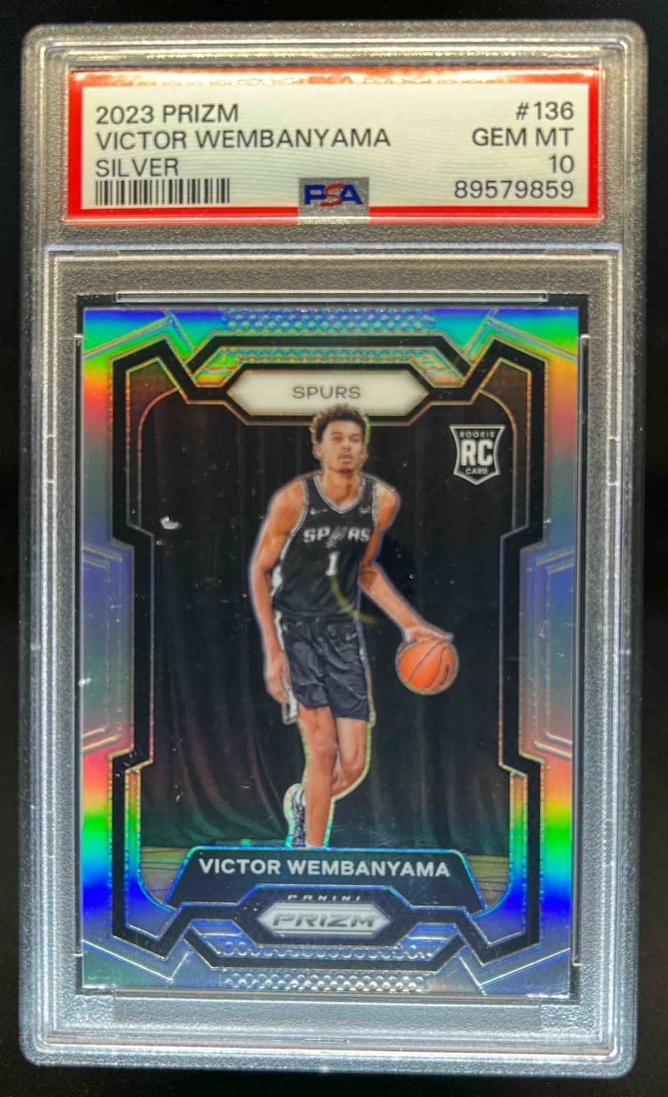 2023-24 Panini Prizm Victor Wembanyama RC Prizm Silver Rookie #136 Spurs PSA 10