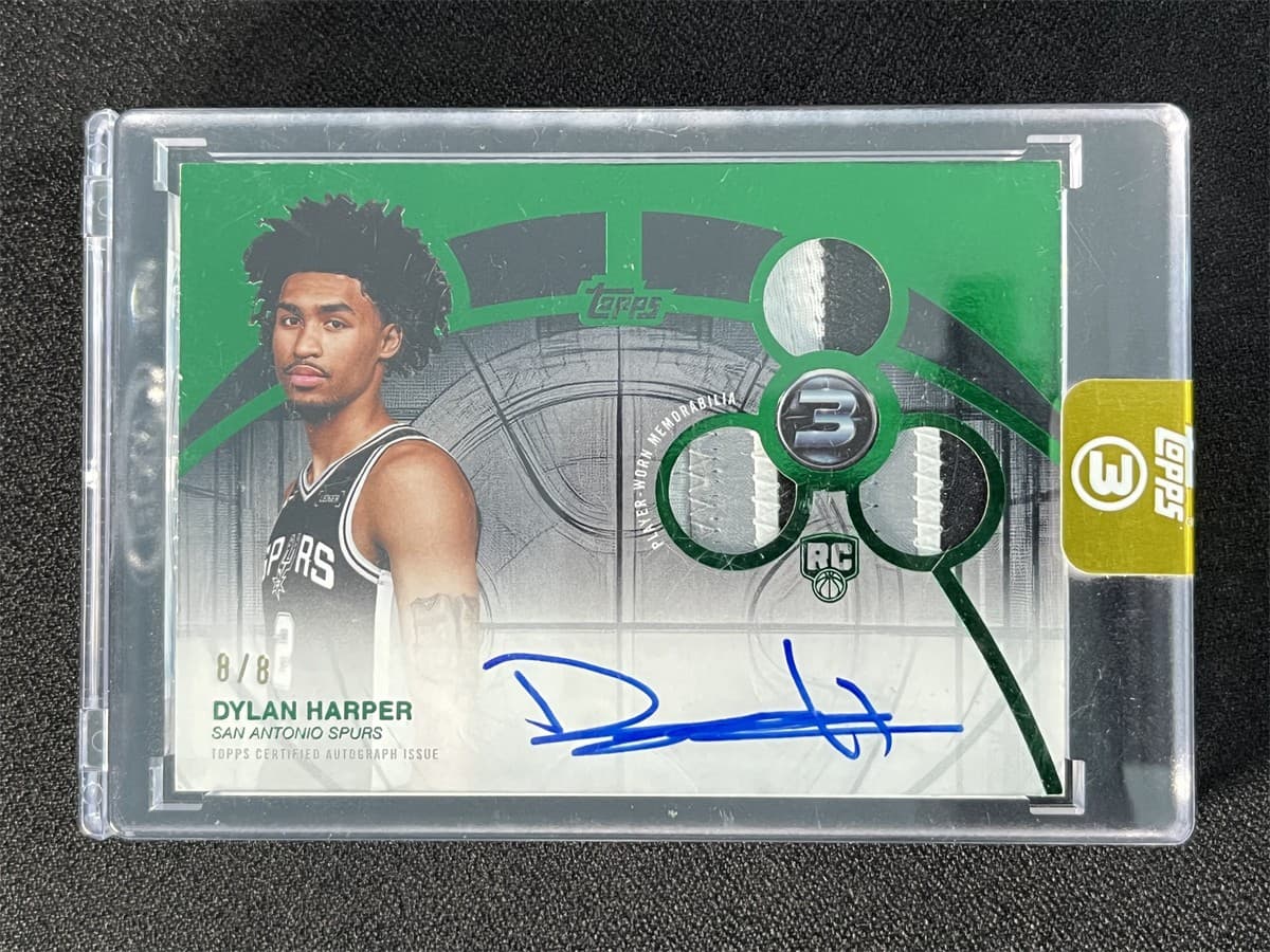 8/8 ! 2025-26 Topps Three 3 Dylan Harper Green RC Rookie 3 Triple Patch Auto RPA