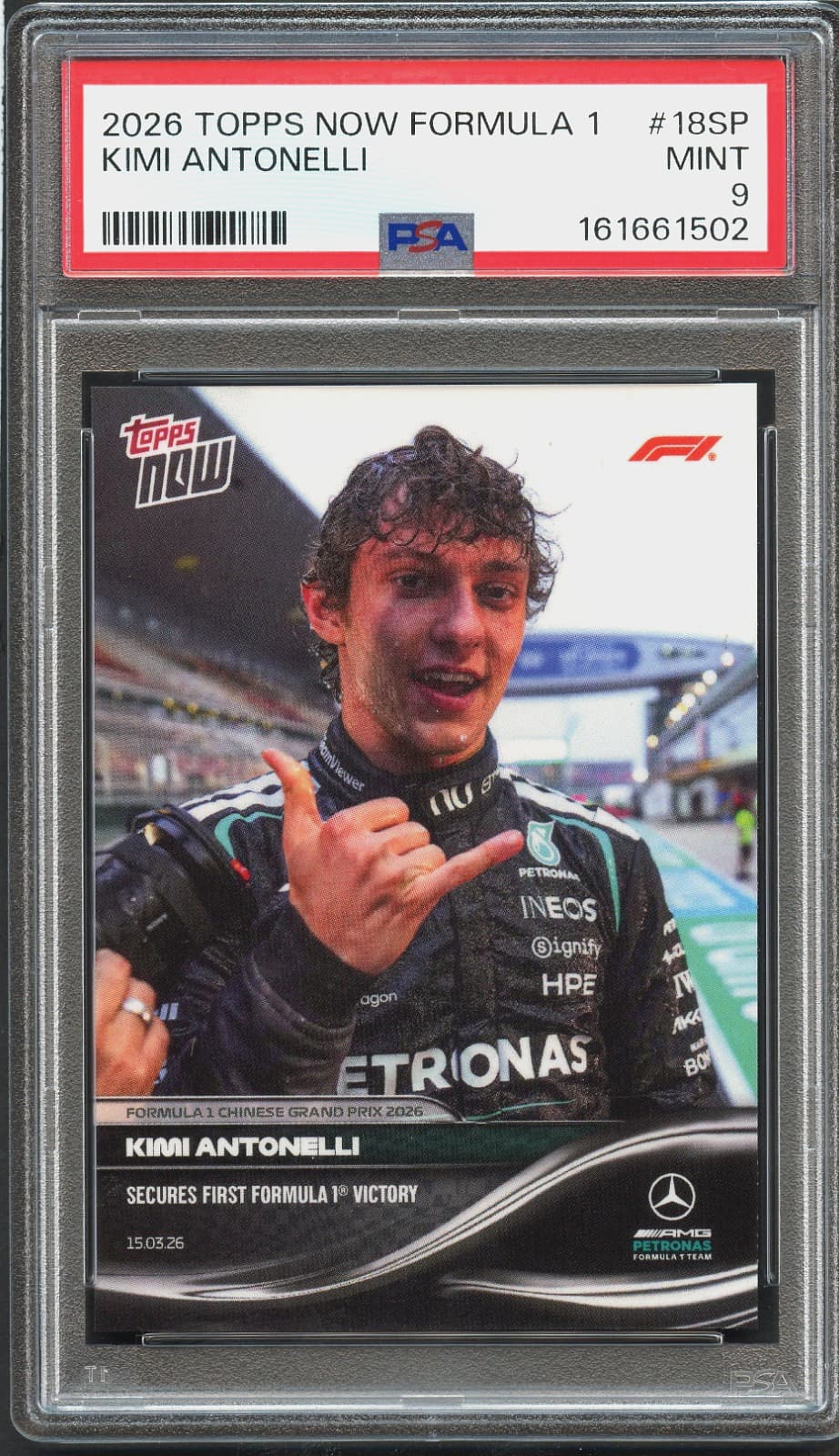 2026 Topps Now Formula 1 F1 Kimi Antonelli #18SP 1st Formula 1 Victory