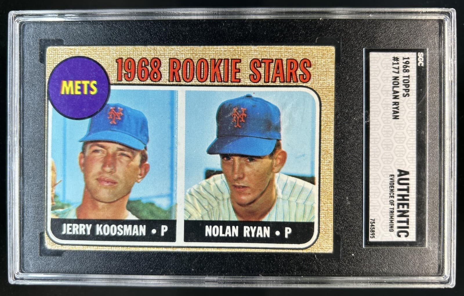 1968 Topps Mets Rookie Stars Jerry Koosman Nolan Ryan RC #177 SGC Authentic