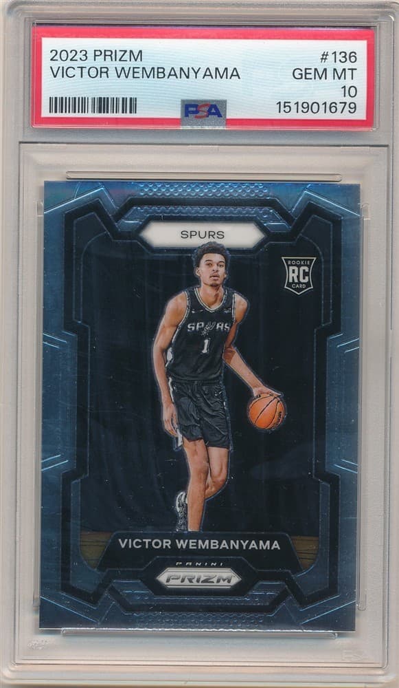 VICTOR WEMBANYAMA 2023/24 PANINI PRIZM #136 RC ROOKIE SPURS SP PSA 10 GEM MINT