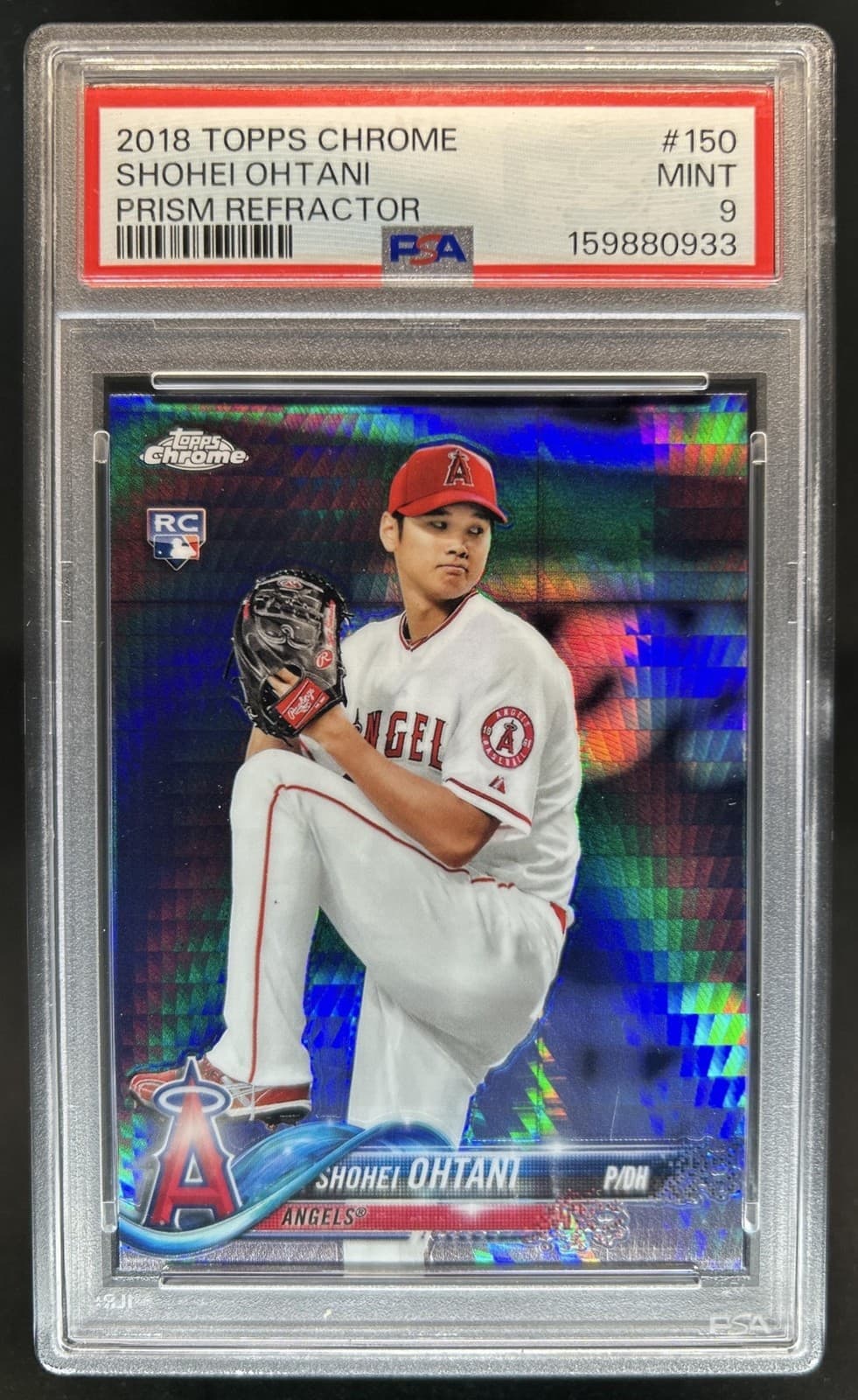 2018 Topps Chrome Shohei Ohtani RC Prism Refractor Rookie #150 Angels PSA 9