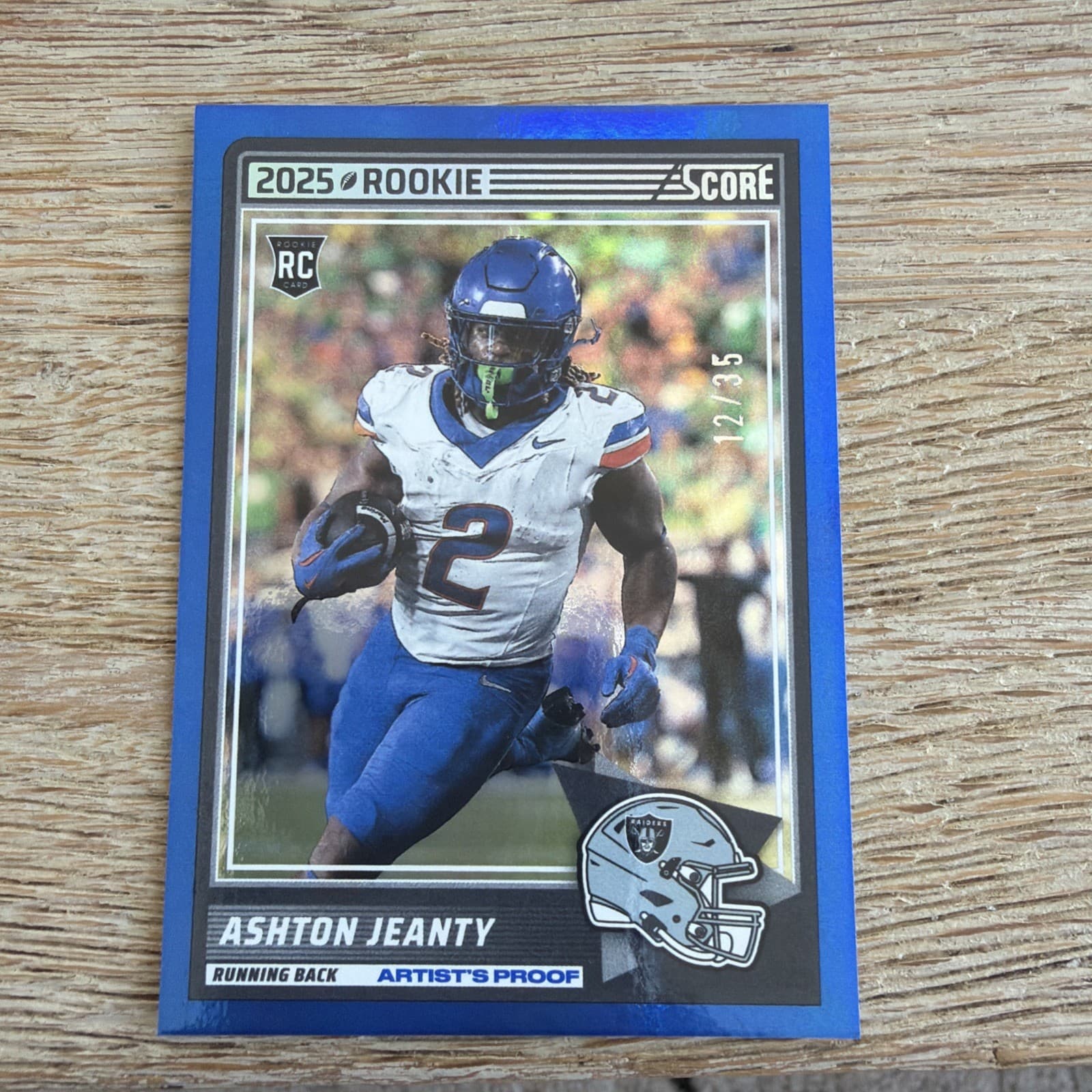 ASHTON JEANTY 2025 Panini Score Football #14 RC Blue Parallel Artist's Proof /35