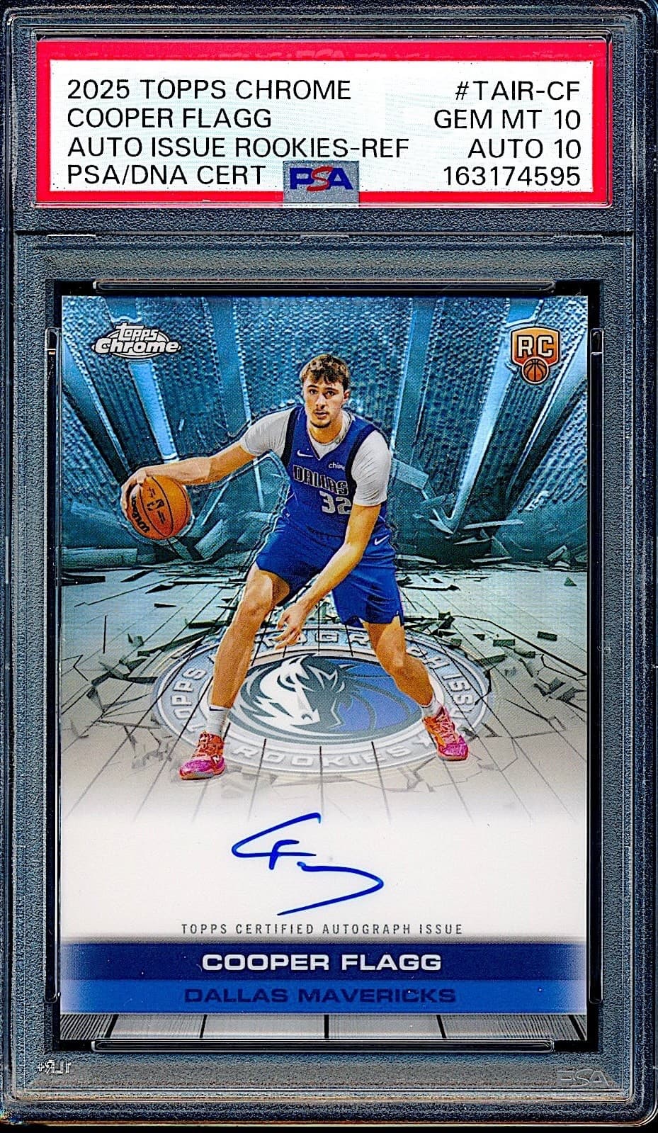 2025-26 Topps Chrome Auto Refractor Cooper Flagg SP Rookie RC PSA 10 DNA AUTO 10