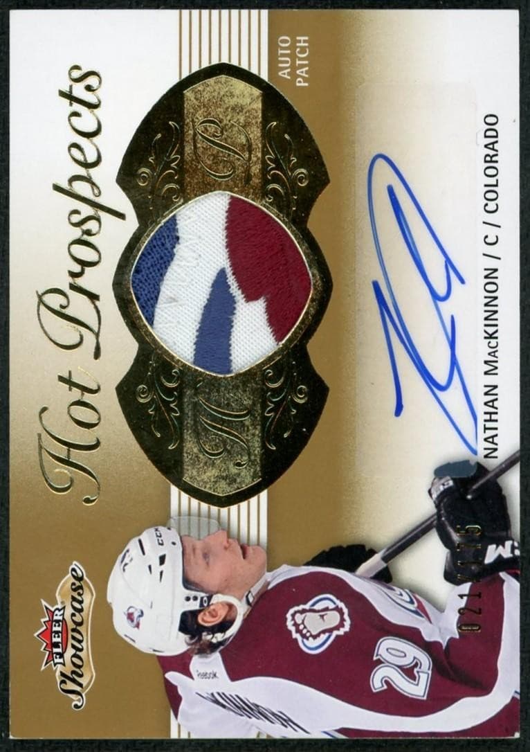 2013-14 Fleer Showcase Nathan MacKinnon Hot Prospects Rookie Auto Patch /175