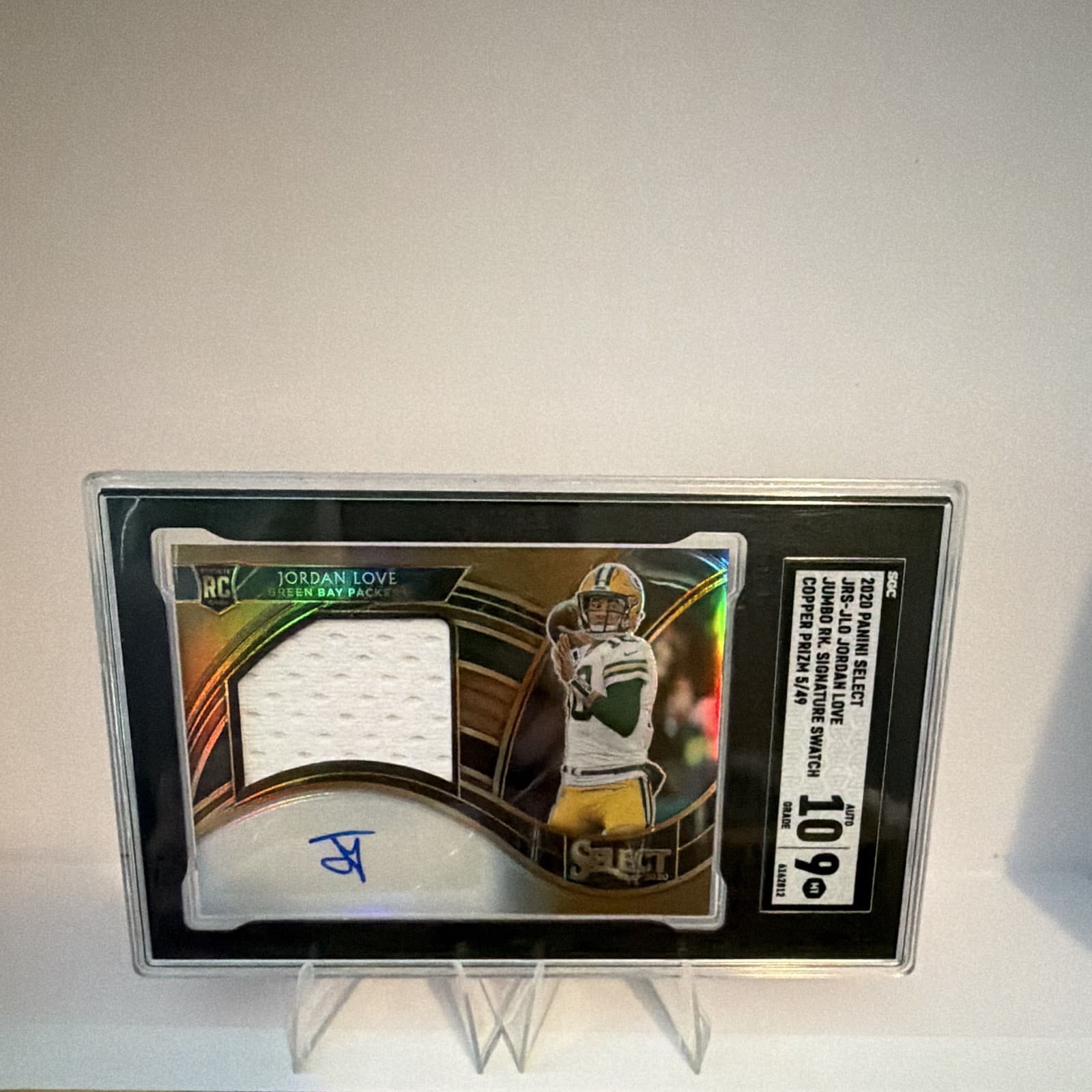 Panini Select 2020 Jordan Love Jumbo Rookie Swatches Auto Mem /49 SGC 10