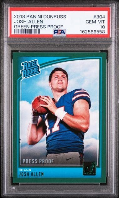 2018 Panini Donruss Josh Allen Green Press Proof Rated Rookie #304 PSA 10
