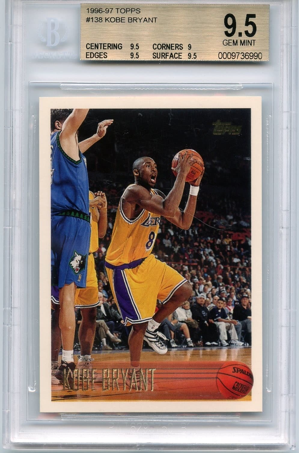 1996-97 Topps #138 Kobe Bryant Rookie Rc Bgs 9.5