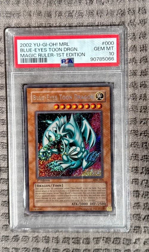 2002 YU-GI-OH! MRL-MAGIC RULER 1ST EDITION #000 BLUE-EYES TOON DRAGON PSA 10
