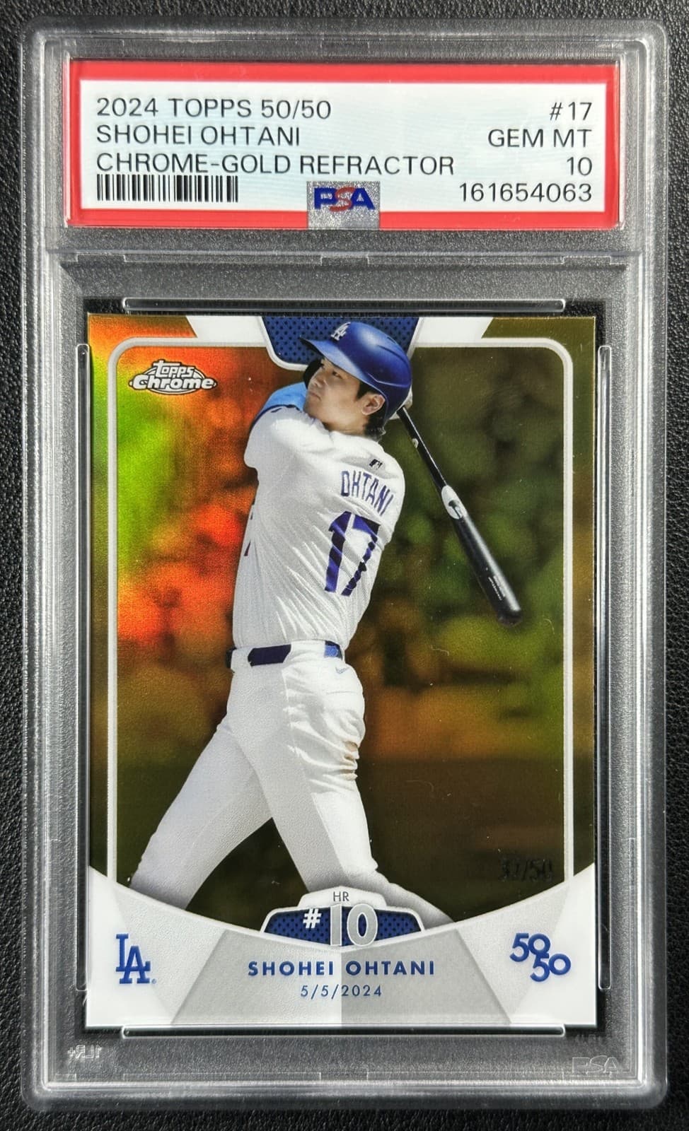 SHOHEI OHTANI PSA 10 2024 TOPPS CHROME 50/50: #17 GOLD REFRACTOR 37/50 DODGERS
