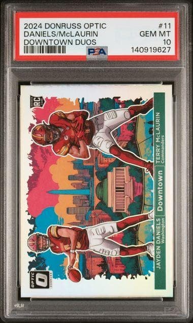 2024 Panini Donruss Optic Downtown Duos Jayden Daniels/Terry McLaurin #11 PSA 10