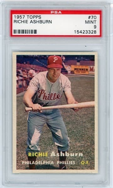 1957 Topps Baseball Richie Ashburn #70 PSA 9 Stunner! Low Pop!